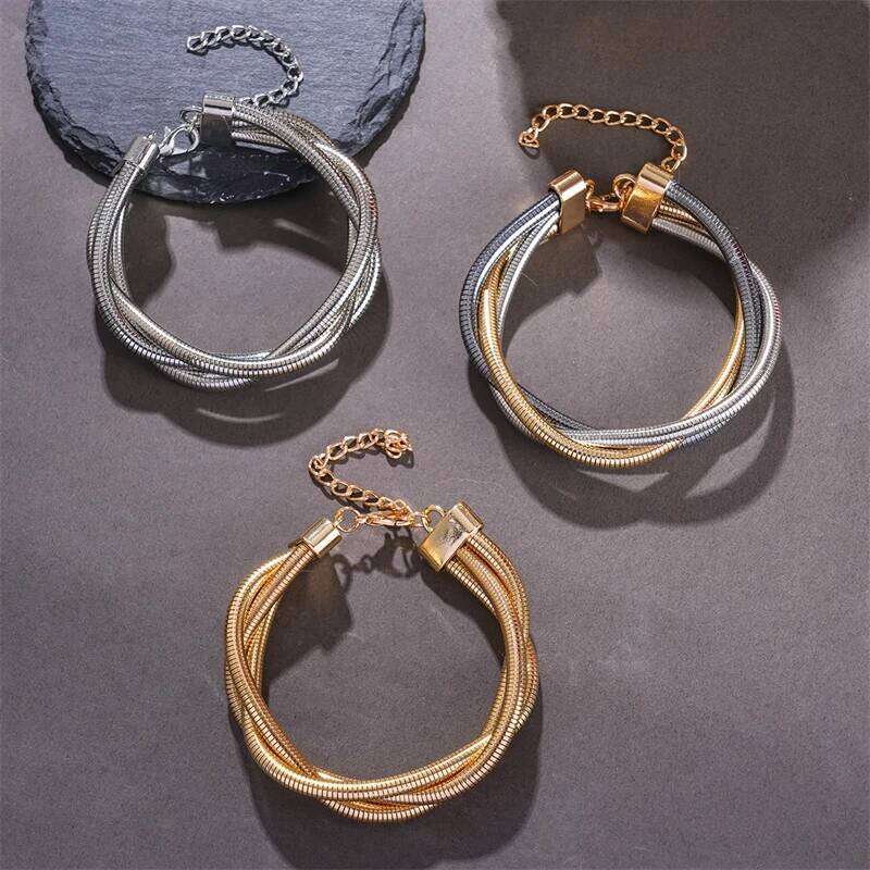 European American Multi-layer Winding Versatile Necklace for Women Fashion Personality Geometric Neck Chain Jewelry Accessories H260312