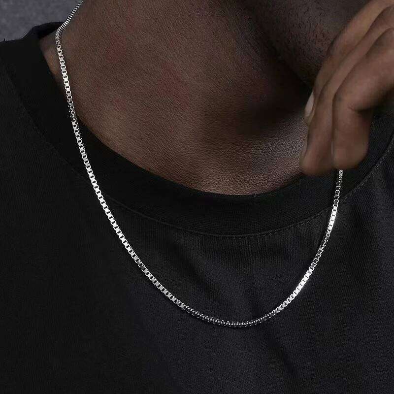 2mm Men Hip Hop Stainless Steel Basic Necklace Simple Box Chain Street Wear Jewelry Women Fashion Accessories H260312