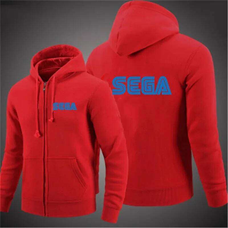 Men's Sega Zipper Casual Hoodie Outdoor Sports Shirt Top Z260314