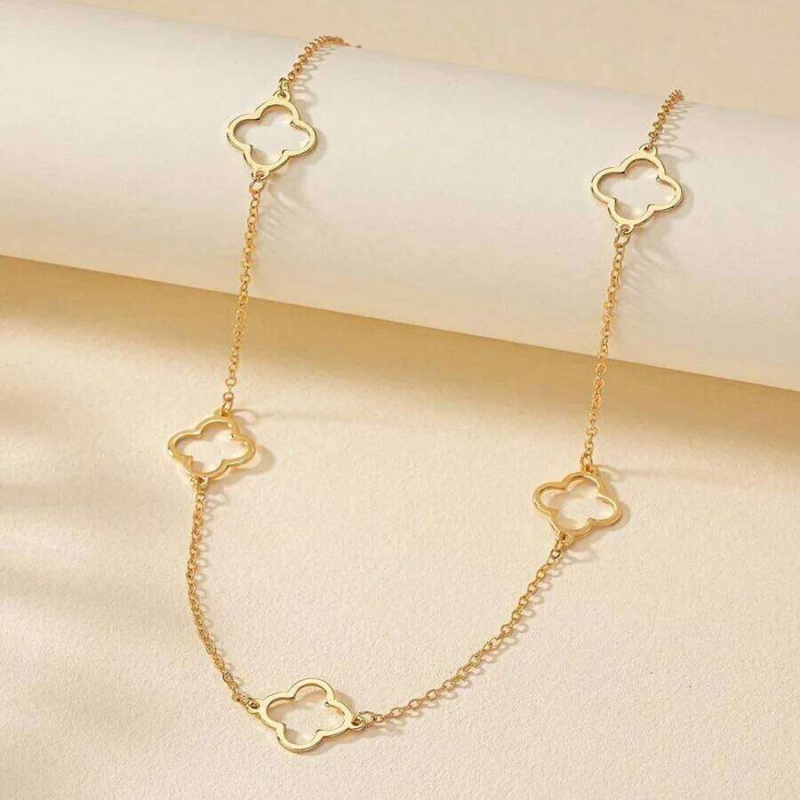 Necklace Cr Pendant Station Necklaces for Women 18K Gold Plated Stainless Steel Lucky Jewelry H260312