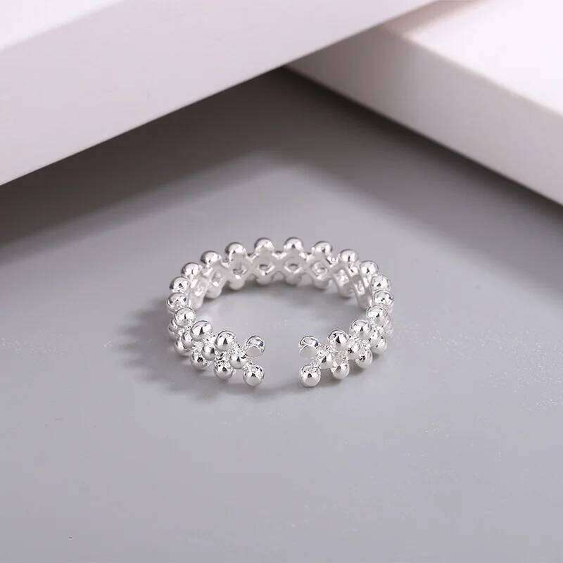Sterling Silver Bilayer Ball Open Rings For Women Wedding Quality Jewelry Accessories Argent 925 H260312