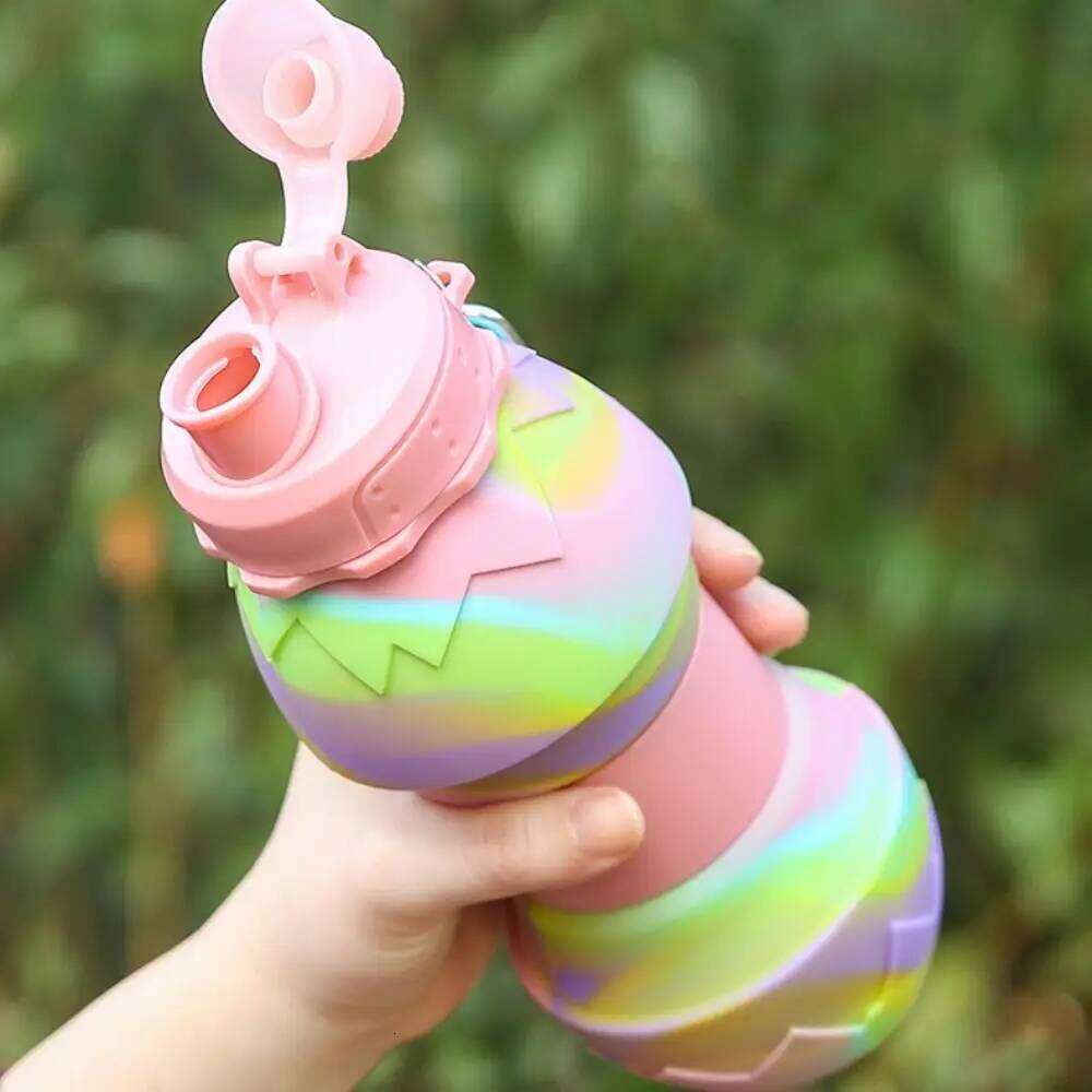 With Carabiner Folding Cups Silicone Multifunction Sport Large Capacity Anti-fall Portable Water Bottle Z260314