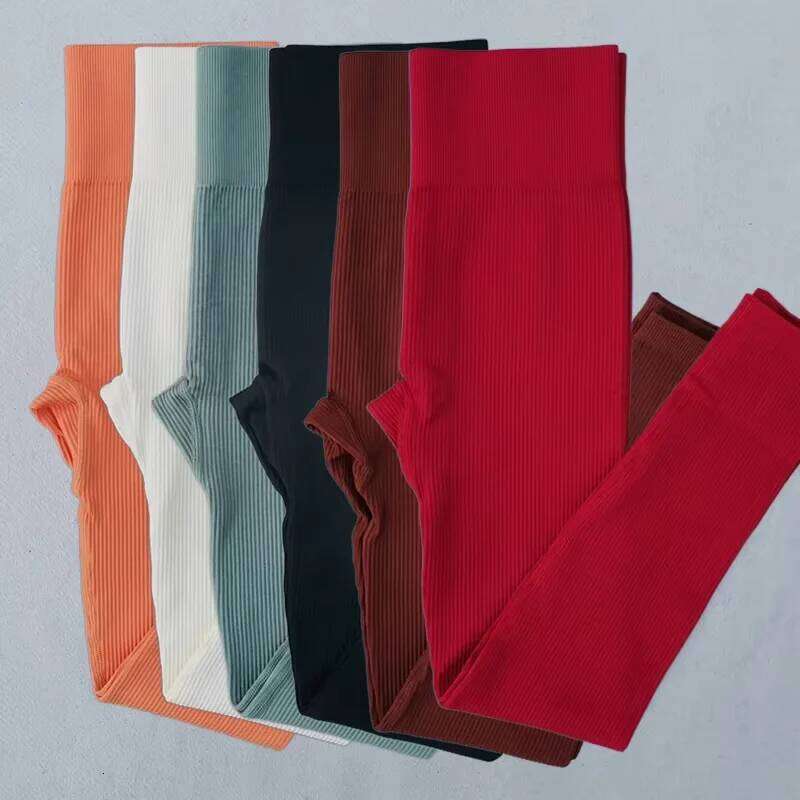 Women Ribbed Seamless High Waisted Gym Yoga Pants Push Up Leggings Athletic Fitness Workout Leggins Booty Sport Tights 26Y0313