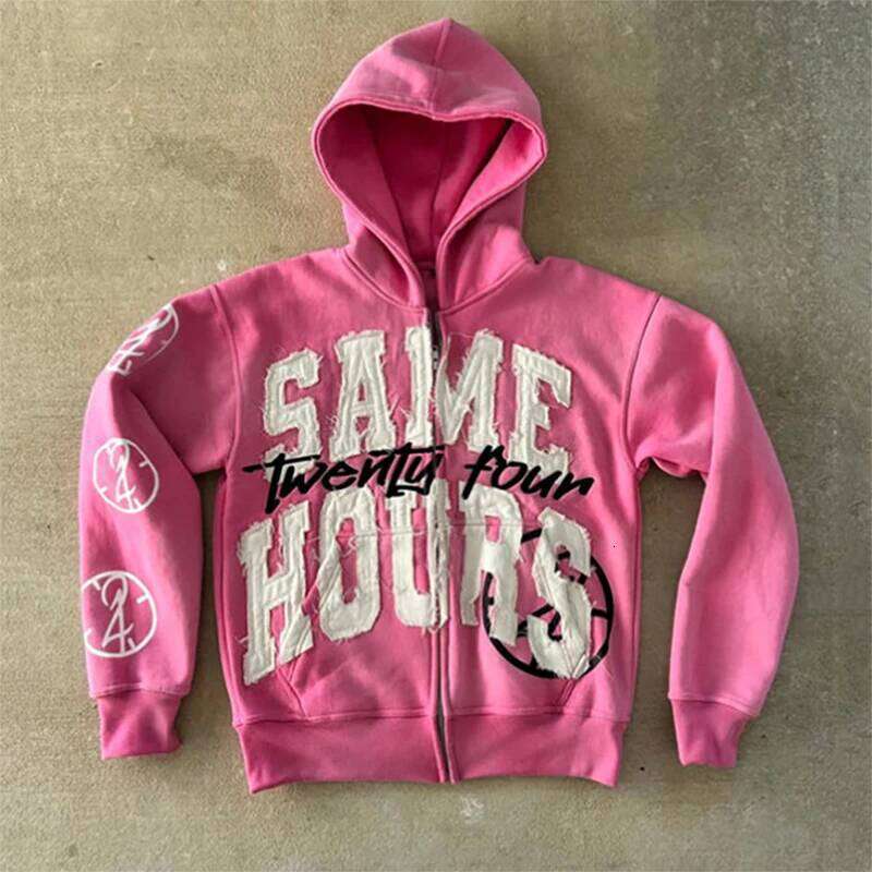 Y2K Streetwear Zip Up Mens Womens Hip Hop Gothic Graffiti Pattern Print Oversized Hoodie New Harajuku Retro Sweatshirt Z260314