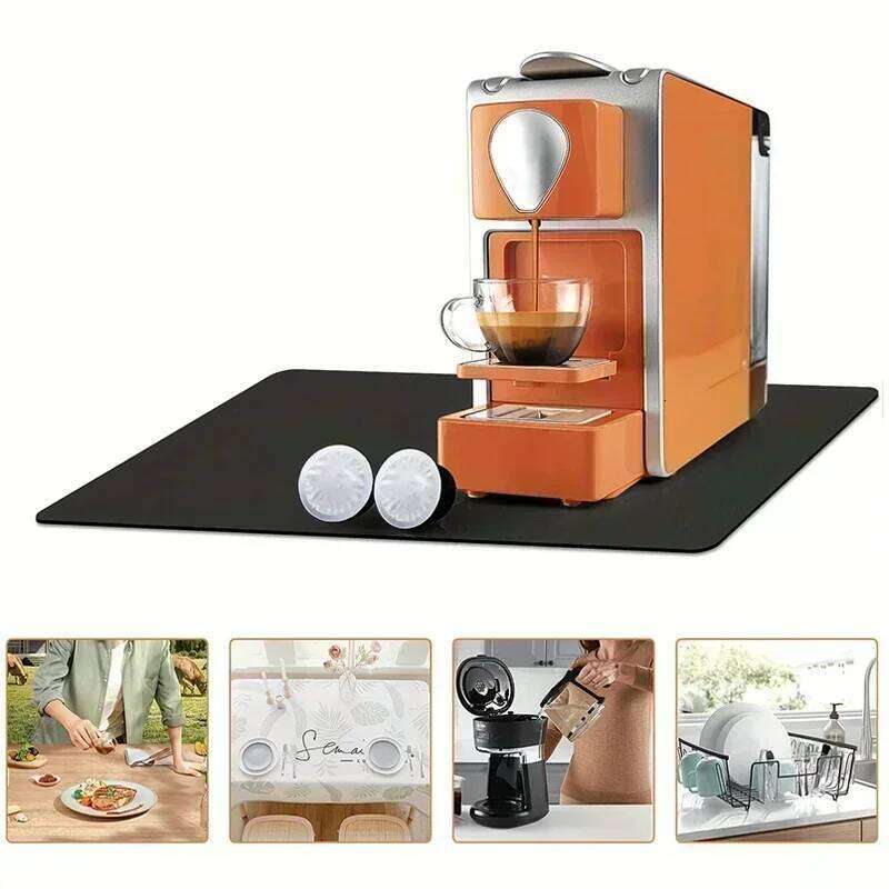 Vintage French Style Printed Coffee Machine Kitchen Counter Quick Water Absorption Utensil Drying Desktop Drainage Mat 26H0313