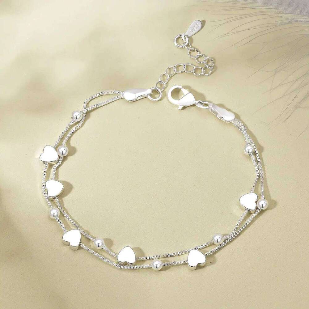 925 Sterling Silver Bracelets Woman Heart Ball Chain Charm Bracelet Couple Jewelry Accessories Wholesale Jewellery Z260313
