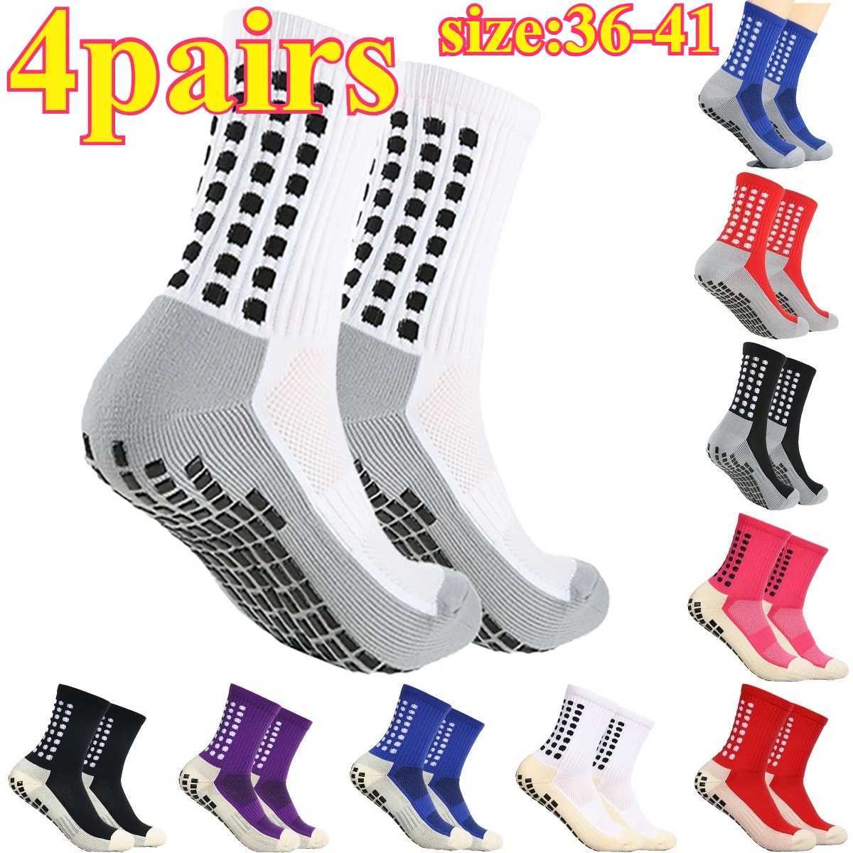 4pairs European size children36-41 of football socks sports socks mens mid-calf socks silicone nonslip dot socks basketball yog D260313