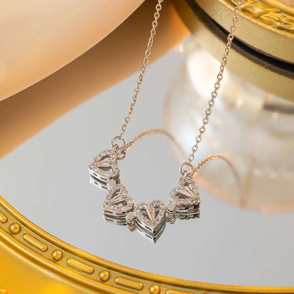 Lucky Magnetic Folding Heart Shaped Cr Pendant Necklace For Women Clavicle Chain Gift Openable Choker Jewelry H260312