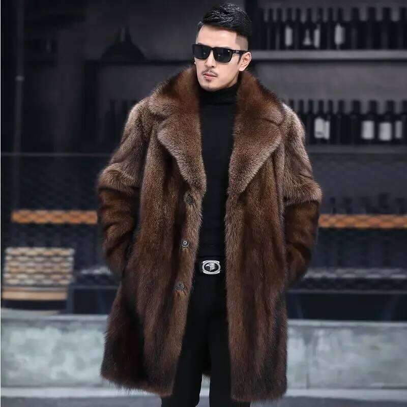 Luxury Brand Men's Clothing Jackets Mid-length Faux Fur Coat High Quality Warm Design Thick Business Outerwear JJ992 Z260313