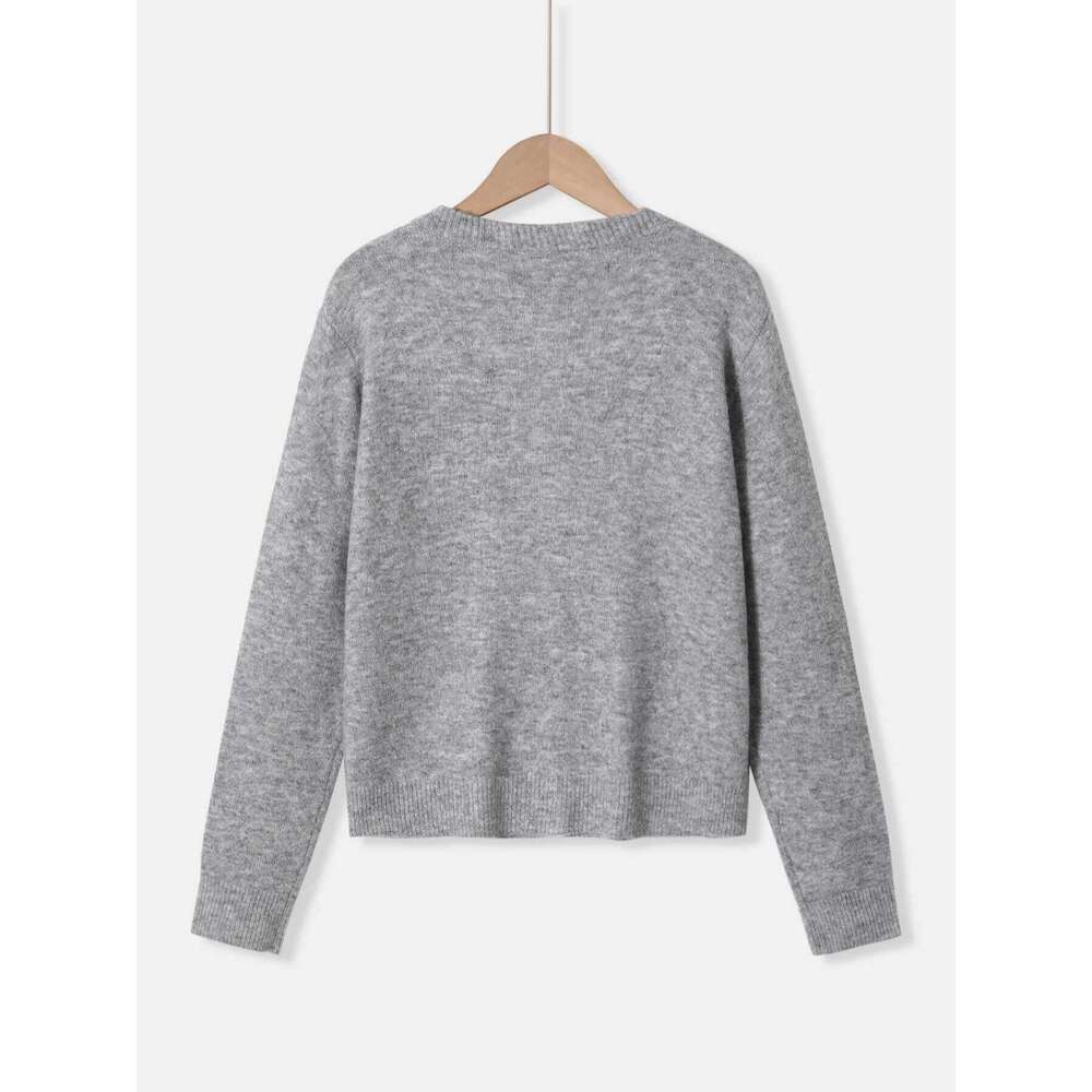 Ladies soft comfortable solidcolor cardigans fashionable casual autumn and winter knitted sweaters round n Z260313