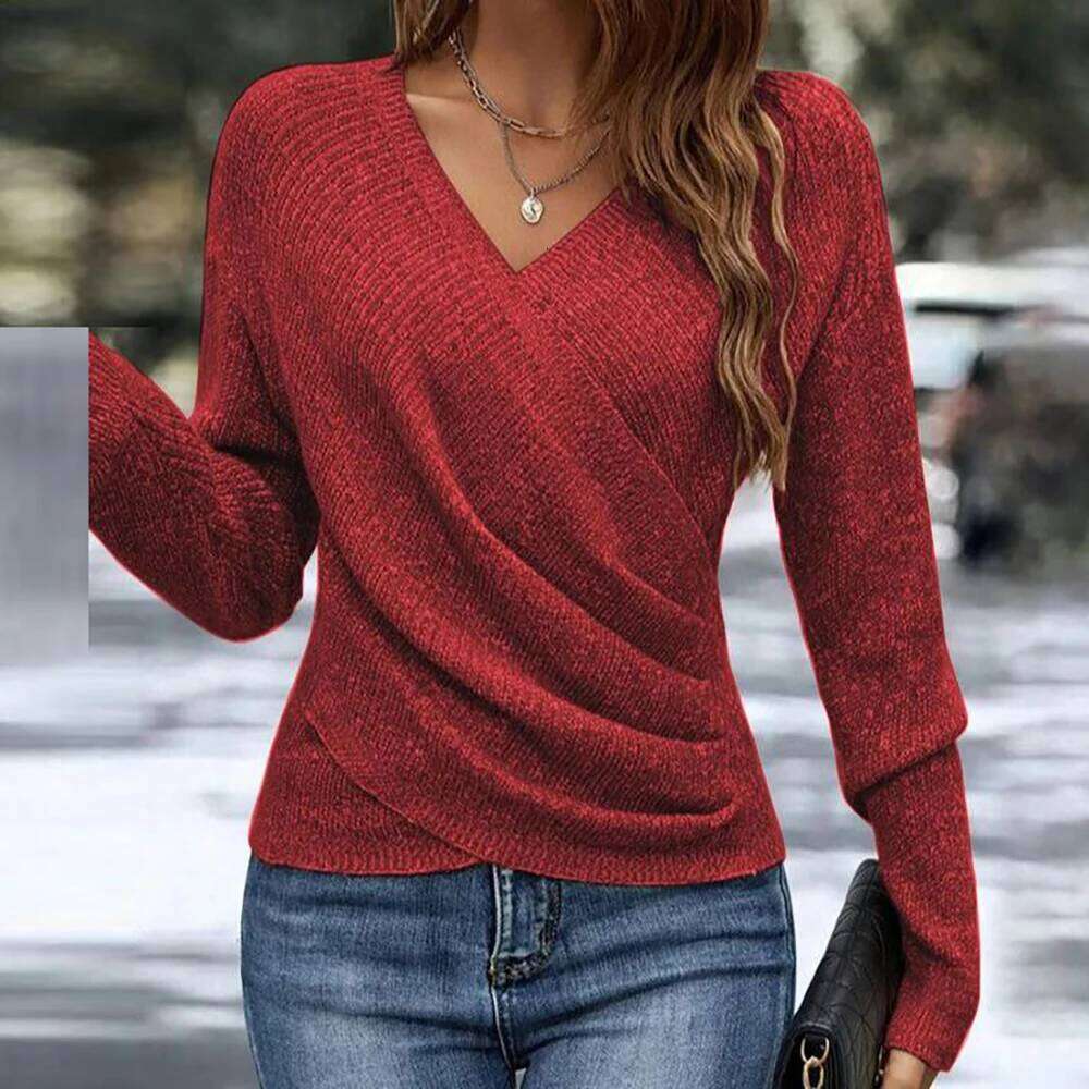 Fashion Knitwear Sweater Slim V Neck Long Sleeve Sweaters For Women Autumn Winter Jumper Tops Z260314