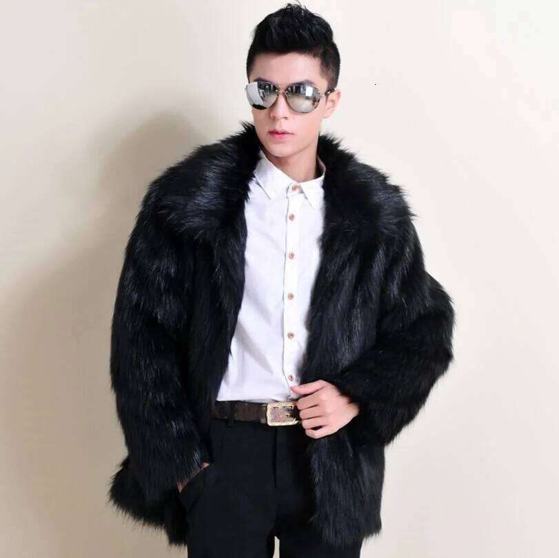 Thickened Faux Winter New Style Integrated Leather And Fur Black Fox-liked Men's Outerwear Coat Z260313