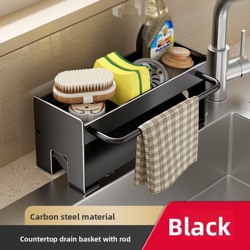 Cloth Draining Rack Floor Stand Countertop Faucet Sink Sponge Steel Wool Ball Supplies Storage Kitchen Organizer