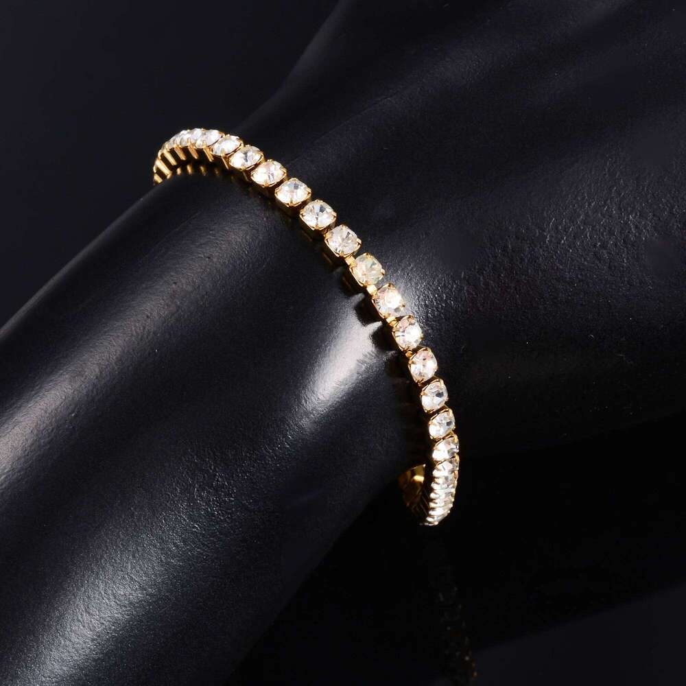 Sparkly Cubic Zirconia Tennis Bracelet for Women Rhinestone Chain Minimalist Crystal Bangle Stainless Steel Jewelry Accessories Z260313