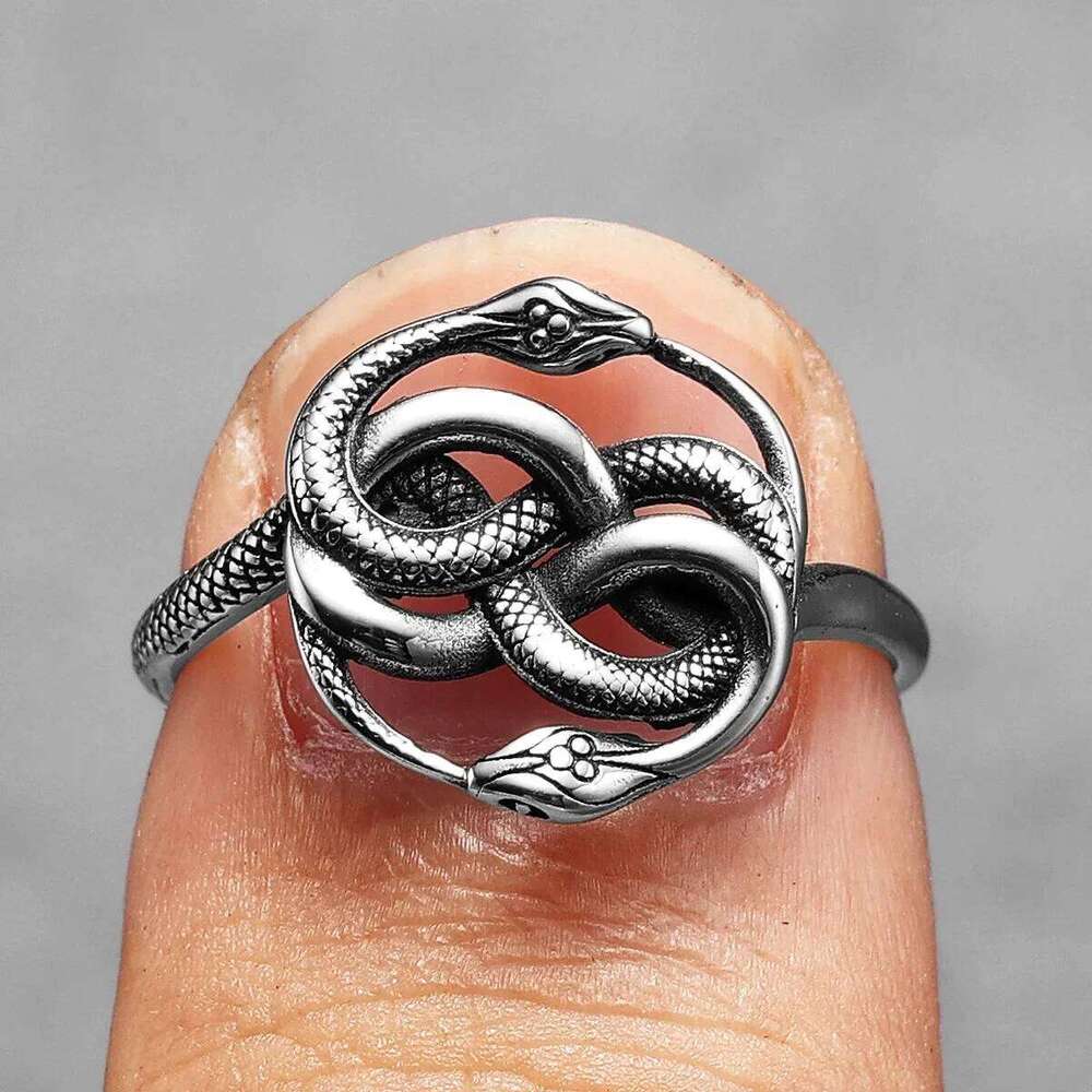 Snake Ouroboros Animal Men Rings Stainless Steel New Punk Rock Women Jewelry Fashion Accessories Stranger Thing Gift Wholesale H260312