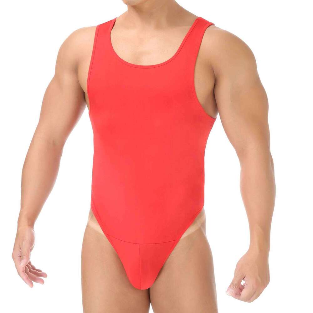 Men Shapewear Bodysuit Tummy Control Sexy Leotard Jock Strap Slimming Sleeveless Open Buttocks One-Piece Undershirt Shaper 26Y0313