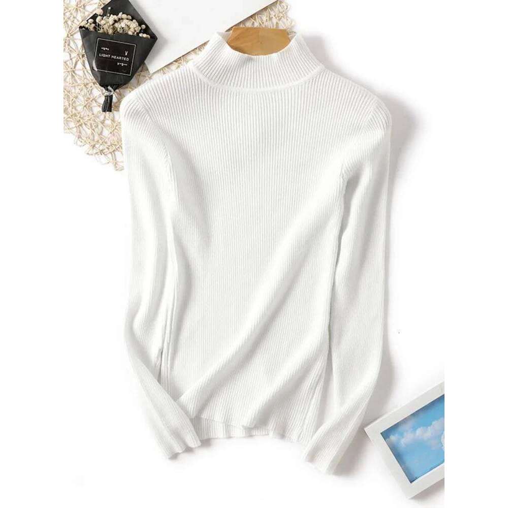 2025 Autumn Winter Long Sleeve Knitted Sweater Turtleneck Ribbed Slim Women Pullovers Soft Warm New Jumper Pullover Z260313