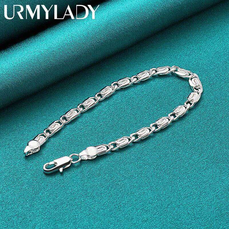 URMYLADY 925 Sterling Silver Paper Clip Chain Bracelet For Women Men Wedding Engagement Fashion Jewelry Z260313