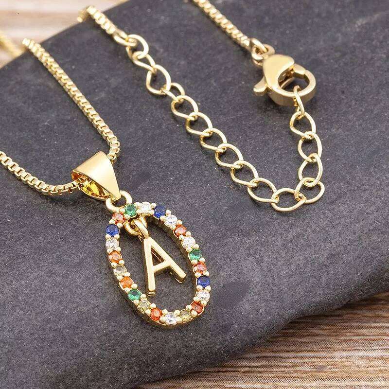 26 English Letters Pendant Necklace Zircon Fashion A - Z Initial M S C K Trendy Alphabet Long Chain For Women My Name Jewelry H260312