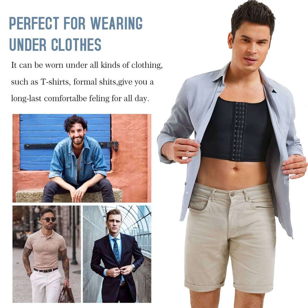 Men's Faja Compression Vest Slimming Undershirt Male Corset Tops Hide Gynecomastia Chest Binder Tank Top 26Y0312