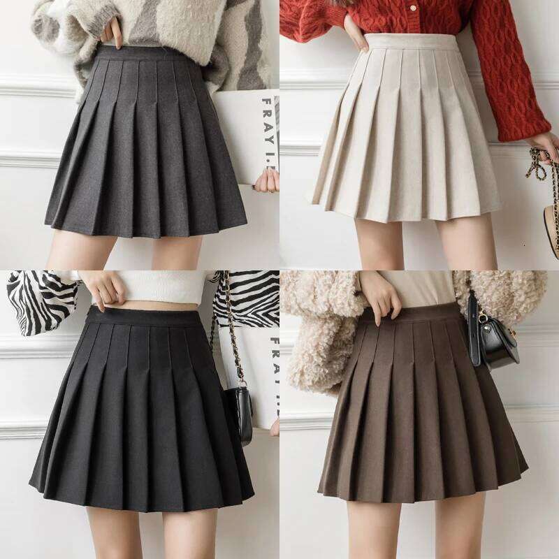 Autumn Winter Woolen Mini Pleated Skirts Women Fashion High Waist Loose A-Line Short Skirt Kawaii School Skater Falda Plisada Z260314