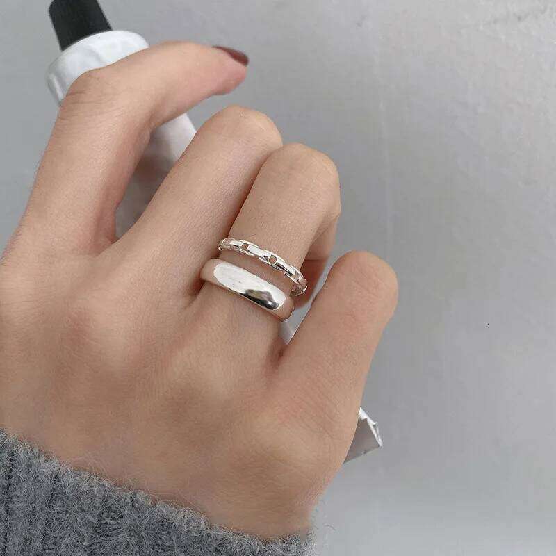 VENTFILLE 925 Sterling Silver Ins Style Double-layer Open Index Finger Ring Women's Fashion Personality Niche Design Jewelry H260312