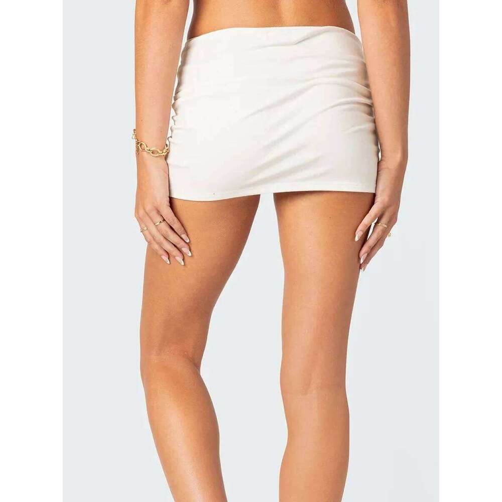 Women Y2k Low Waist Mini Slim Fit Solid Wrap Bodycon Pencil Short Skirt Summer Sexy Club Sporty Streetwear Z260314