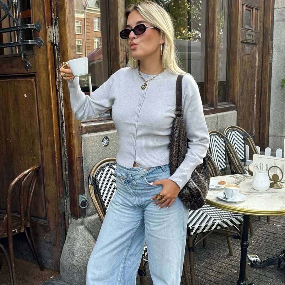 Tuularose Autumn Fashion Knitwear Female Ribbed Patchwork Slim Casual Cropped Inner Top Women Knit Cardigan Outwear Z260314