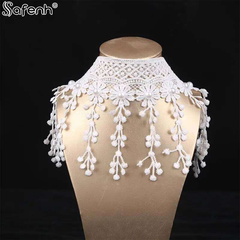 Gothic Victorian Black Necklace Women Girl Boho Crystal Tassel Sexy Lace Choker Steampunk Dark Loli Style Halloween Jewelry H260312