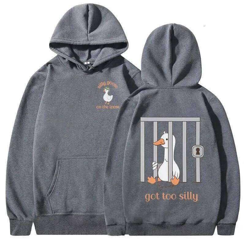 Stupid Goose Loose Hoodie, Funny Men's Women's Casual Clothing Pure Autumn and Winter Hoodie with Too Silly Memes Z260314