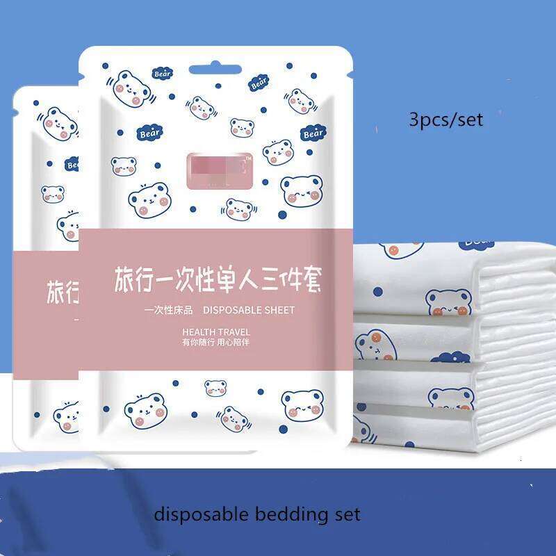 3 / 4-Piece Thickened Disposable Bed Sets Duvet Cover Non-Woven Dirty Proof Portable Bedding Set Travel Hotel Isolation Sheets H260311 H260312 - view 6