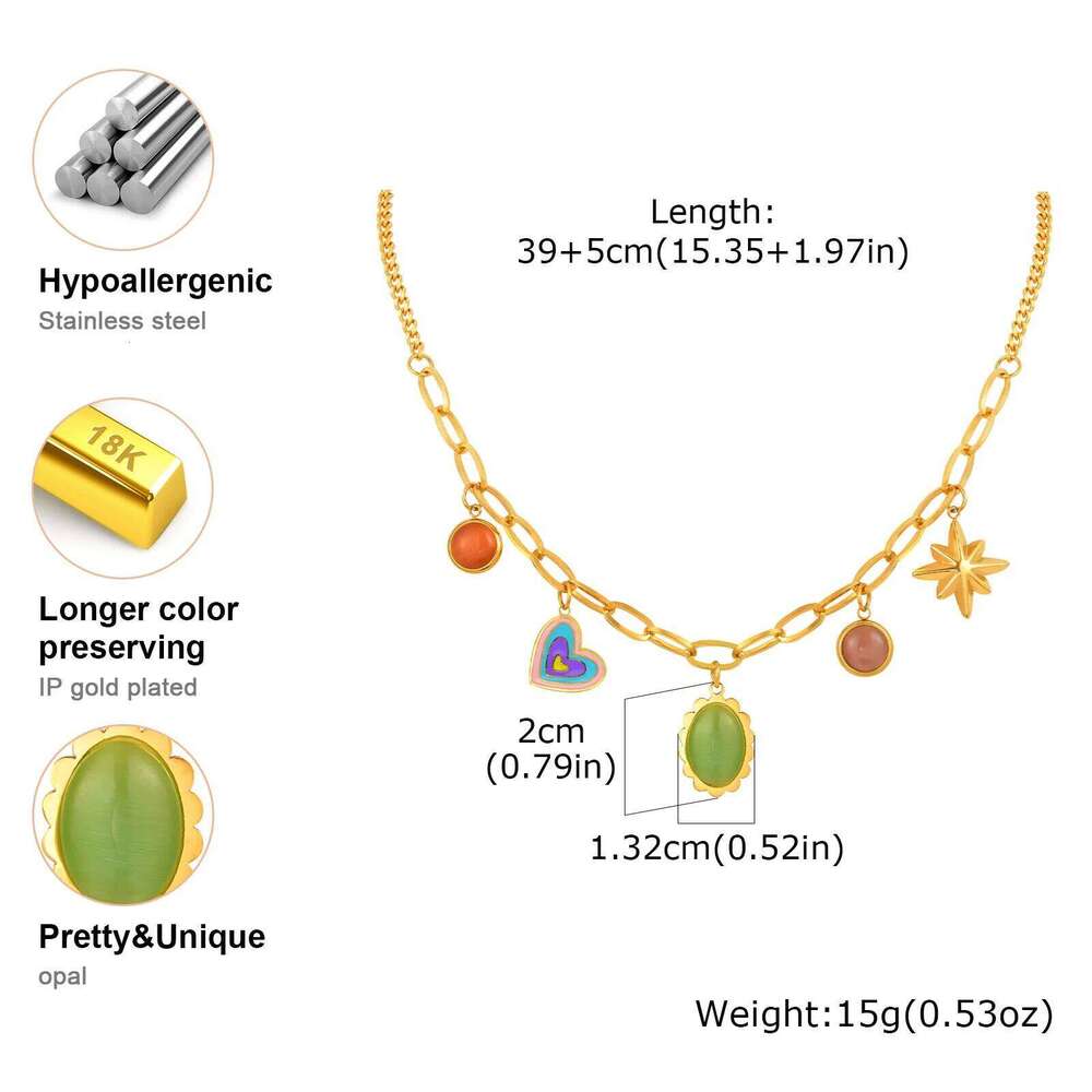 Vnox Stainless Steel Golden Multiple Pendants Necklace for Women New Fashion Style Neck Chain Trendy Jewelry Party Birthday Gift H260312