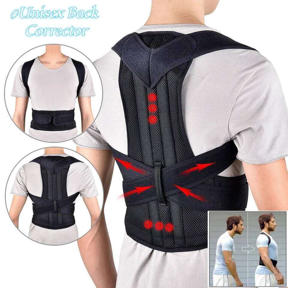 Unisex Adjustable Posture Corset Brace Belt Lumbar Straight Corrector Breathable Back Support S-XXXL 26Y0313