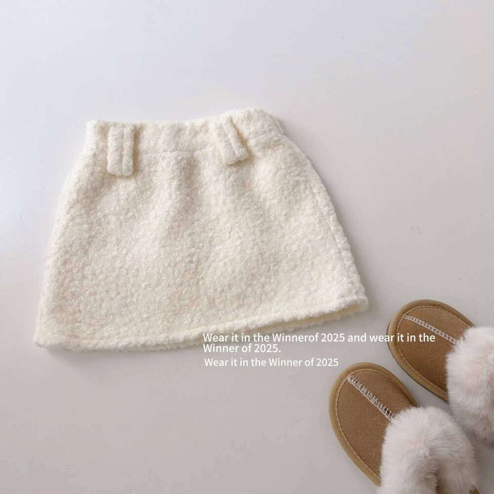 Childrens Winter Fleece Solid Plus Velvet Infant Babys Trendy Elastic Waist Toddler Kids Girls Skirts Z260314