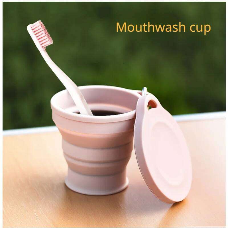180ml Foldable Silicone Portable Beverage Outdoor Activity with Lid Water Scalable Mouthwash Cup Multi-functional Z260313