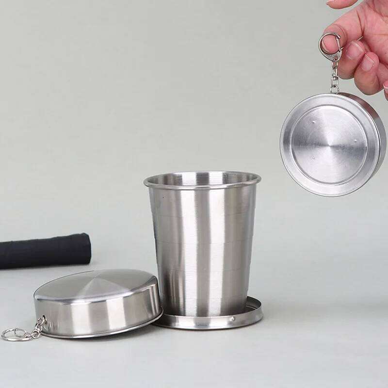 Stainless Steel Collapsible Camping Retractable Telescopic Travel Toiletry Creative Compression Cup Mini Handy oldingCup Z260314