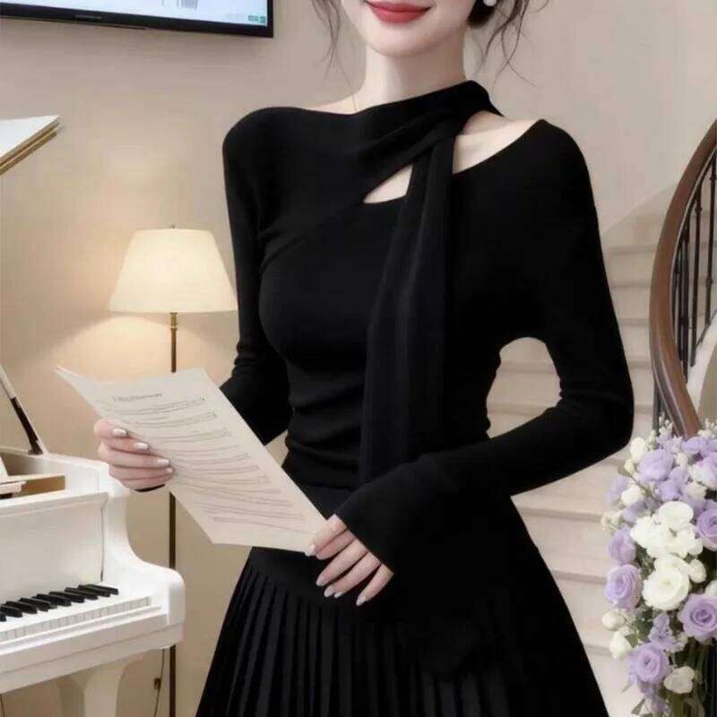 Women Clothing Autumn Winter Fashion Simplicity Trend Hollow Out Knitting Solid Color Female O-neck Long Sleeve Sweater Pullover Z260313