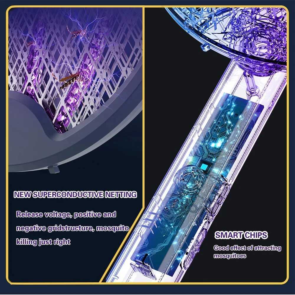 USB Rechargeable Foldable Electric Mosquito Swatter 3500V Killer Fly Swatter Trap 4 IN 1 Insect Killer With UV Light Bug Zapper H260313