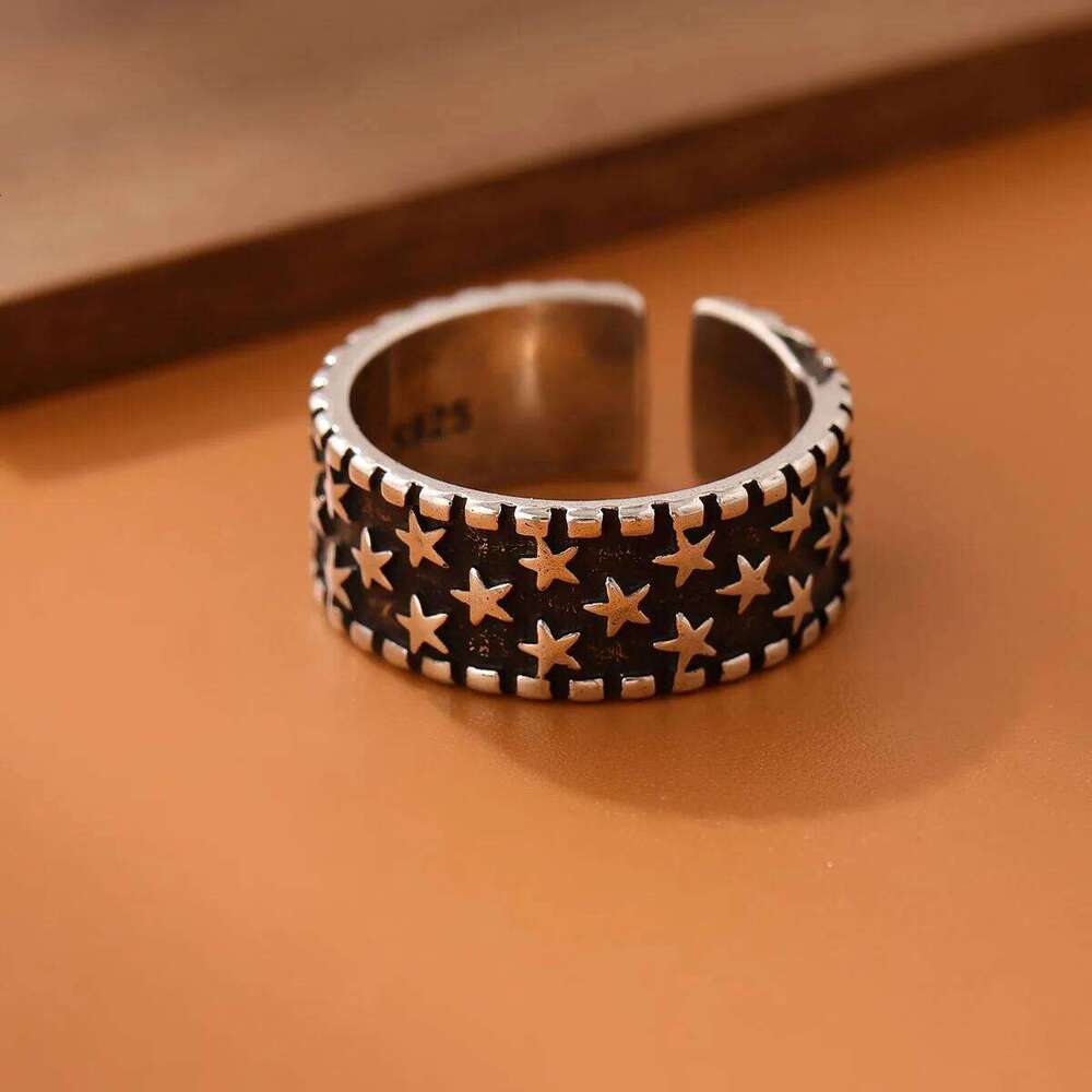 Fashion Personality Retro Stars 925 Sterling Silver Jewelry Five-pointed Exquisite Women Gift Opening Rings R123 H260312