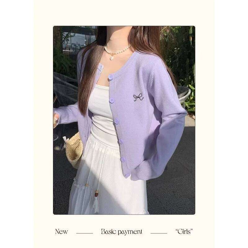 Round Neck Buttoned Long Sleeve Knitted Cardigan Coat Women's Sweater Top Z260313