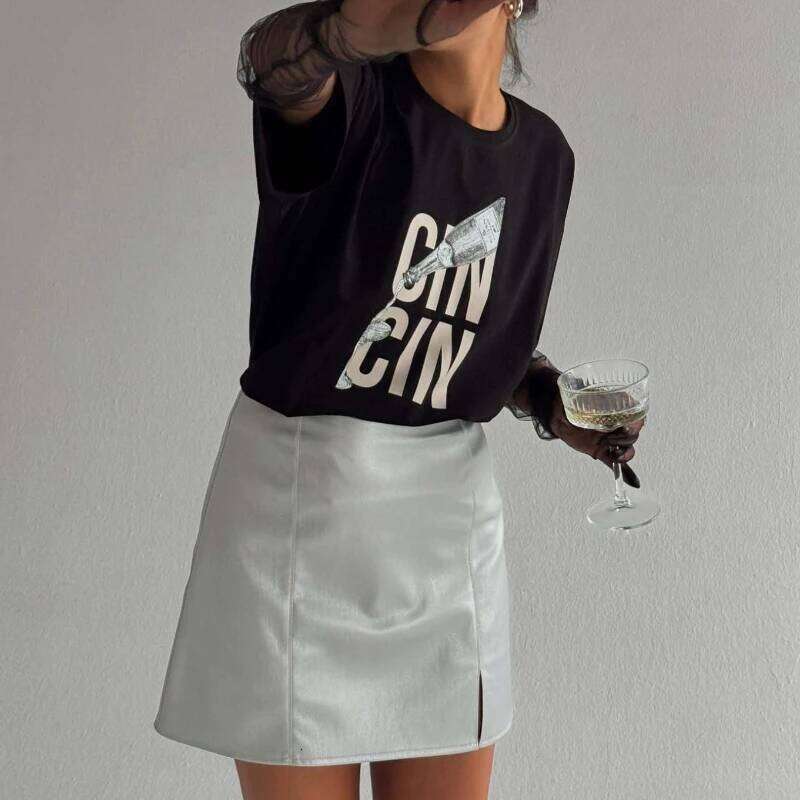 American Simple Letters Printed T-shirt Women Casual Loose Round Neck Short Sleeve Summer Fashion Couple Versatile Tees Tops Ins Z260314