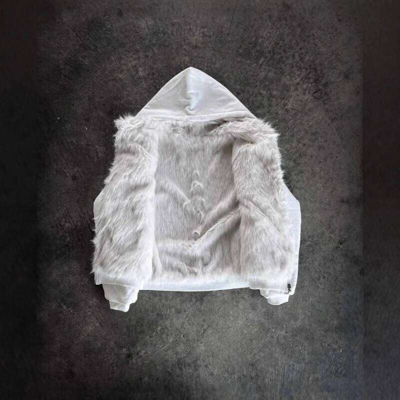 Hooded Fur Jackets Zipper Solid Double-sided Wear Black Short Plush Coats Warm Thick Faux Rabbit Furry Jacket Fluffy Casual Z260313