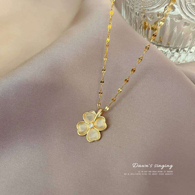 Stainless Steel Chain Necklace Dreamy Heart Moonstone Cr Pendant Necklaces Women Jewelry Gifts for Friends H260312