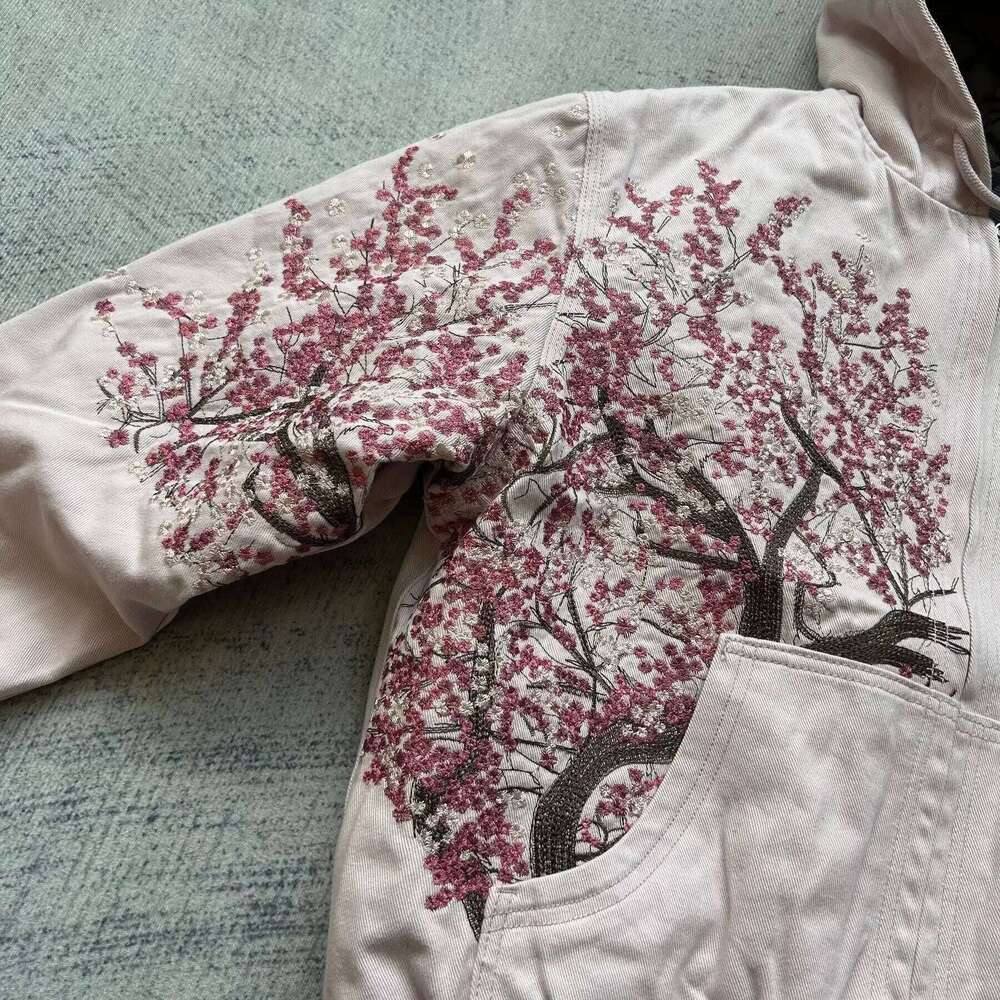 Y2K New Harajuku Plum Tree Embroidered Oversized Pink Zipper Hoodies For Men and Women Gothic Fashion Retro Street Sweatshirts Z260314