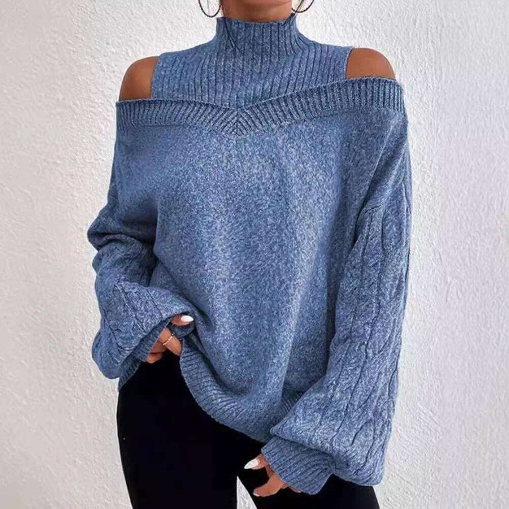 Women Knit Thick Sweaters Round Neck Long Sleeve Casual Sweater Elegant Solid Pullover Splice Basis Autumn Winter 2025 Z260313
