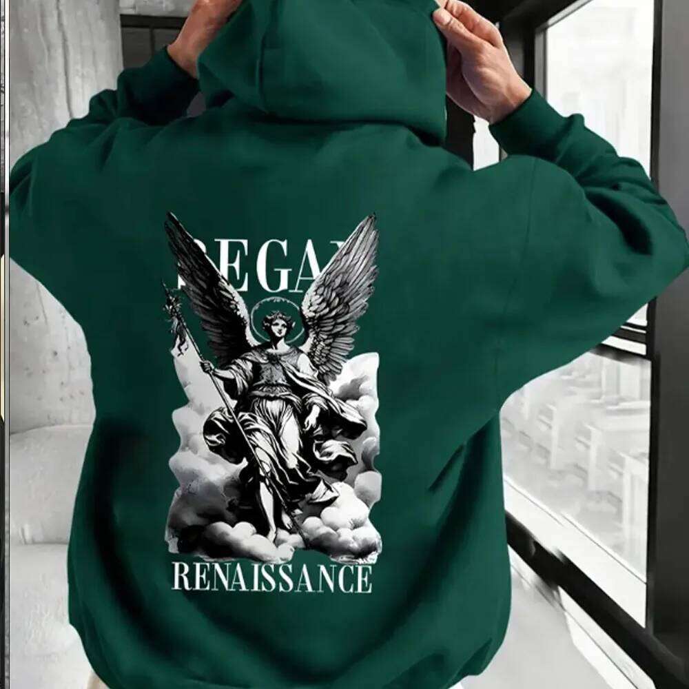Commuting fashion men's autumn and winter must-have with English letter printing hooded sweatshirt versatile s Z260314