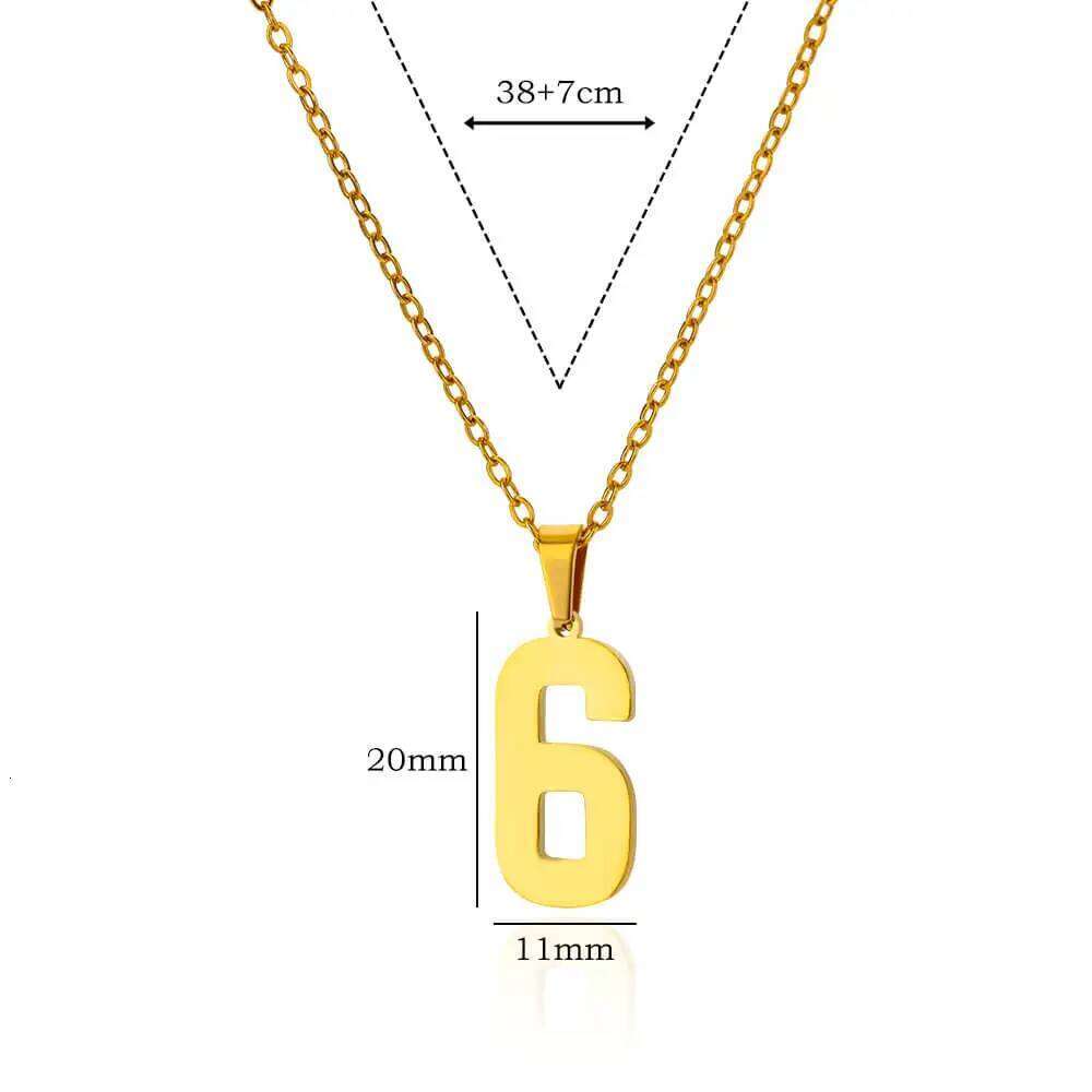 Stainless Steel Angel 0 1 2 3 4 5 6 7 8 9 Necklace For Women Men Lucky Number Gold Color Chain Necklaces Jewelry Gift H260312