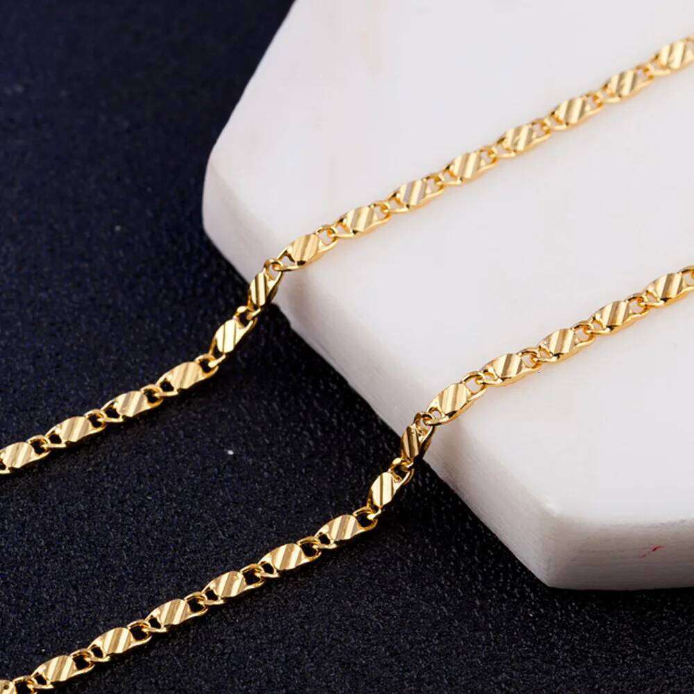 Fashion 18k Gold 2MM 16/18/20/22/24/26/28/30 Inch Side Chain For Women Men Jewelry Silver Necklace H260312