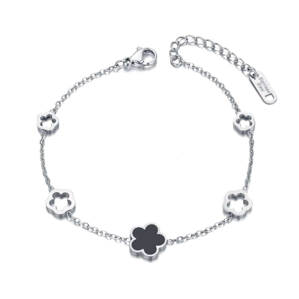 Trendy Stainless Steel White Black Green Shell Flower Charm Bracelets For Women Girl Chain & Link Bracelet Jewelry Z260313