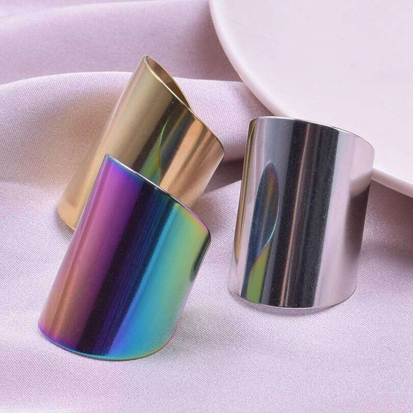 1Pc Stainless Steel Hollow Wide Textured Chunky Open Finger Rings For Women Punk Irregular Aesthetic Anillos Jewelry H260312